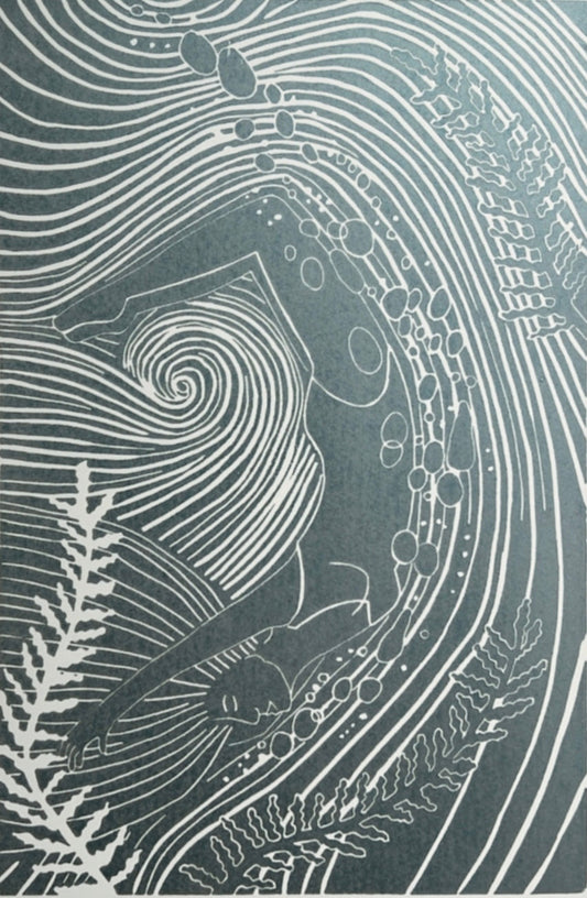 Framed Deep Dive Original Lino Print