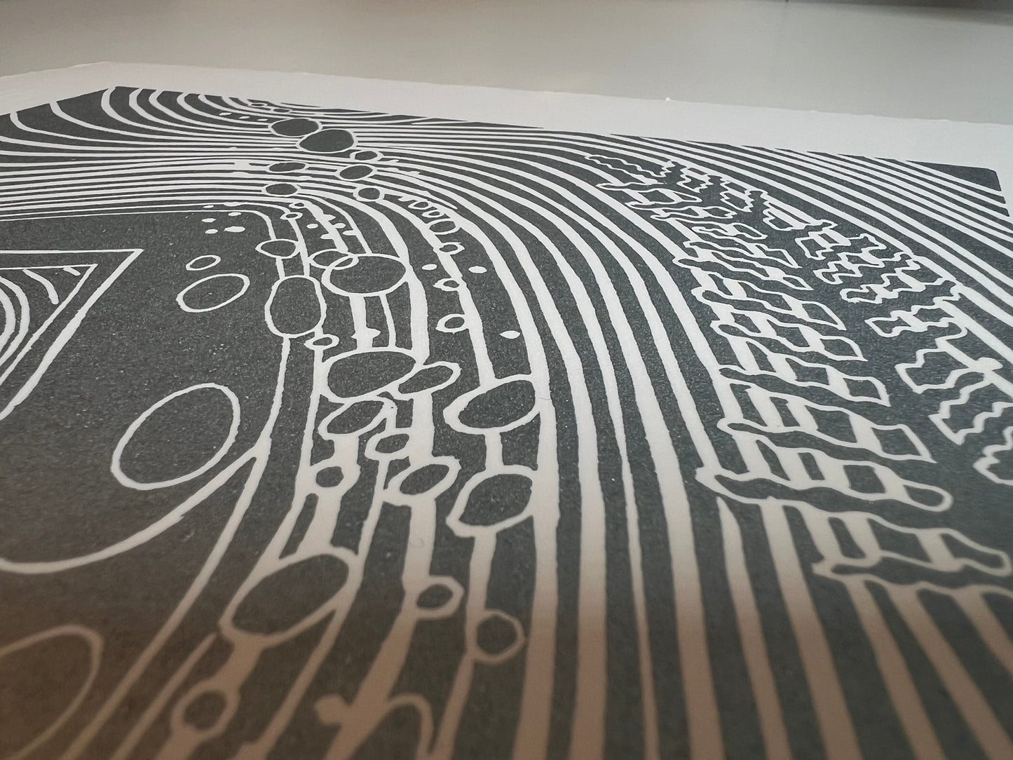 Framed Deep Dive Original Lino Print