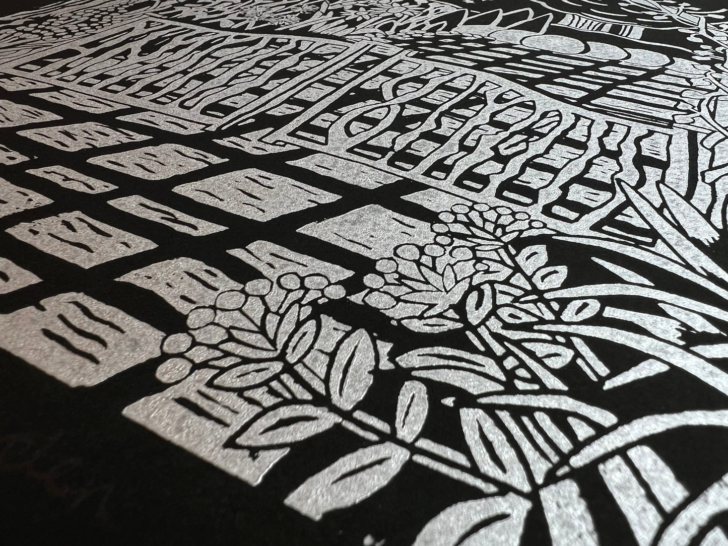 Framed The Night Garden Original Lino Print