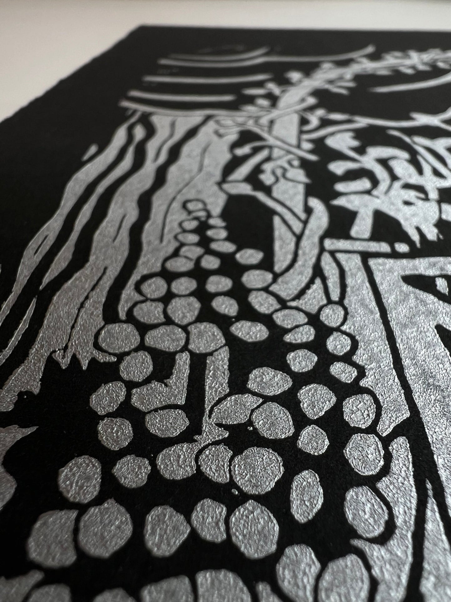 Framed The Night Garden Original Lino Print