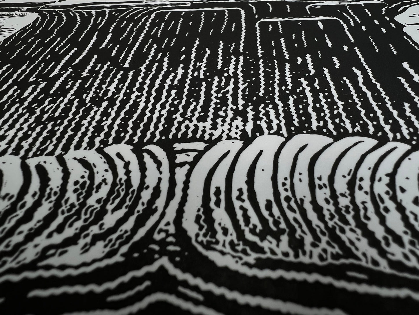 Framed Waterfall & Moonlight Blessings Original Lino Print