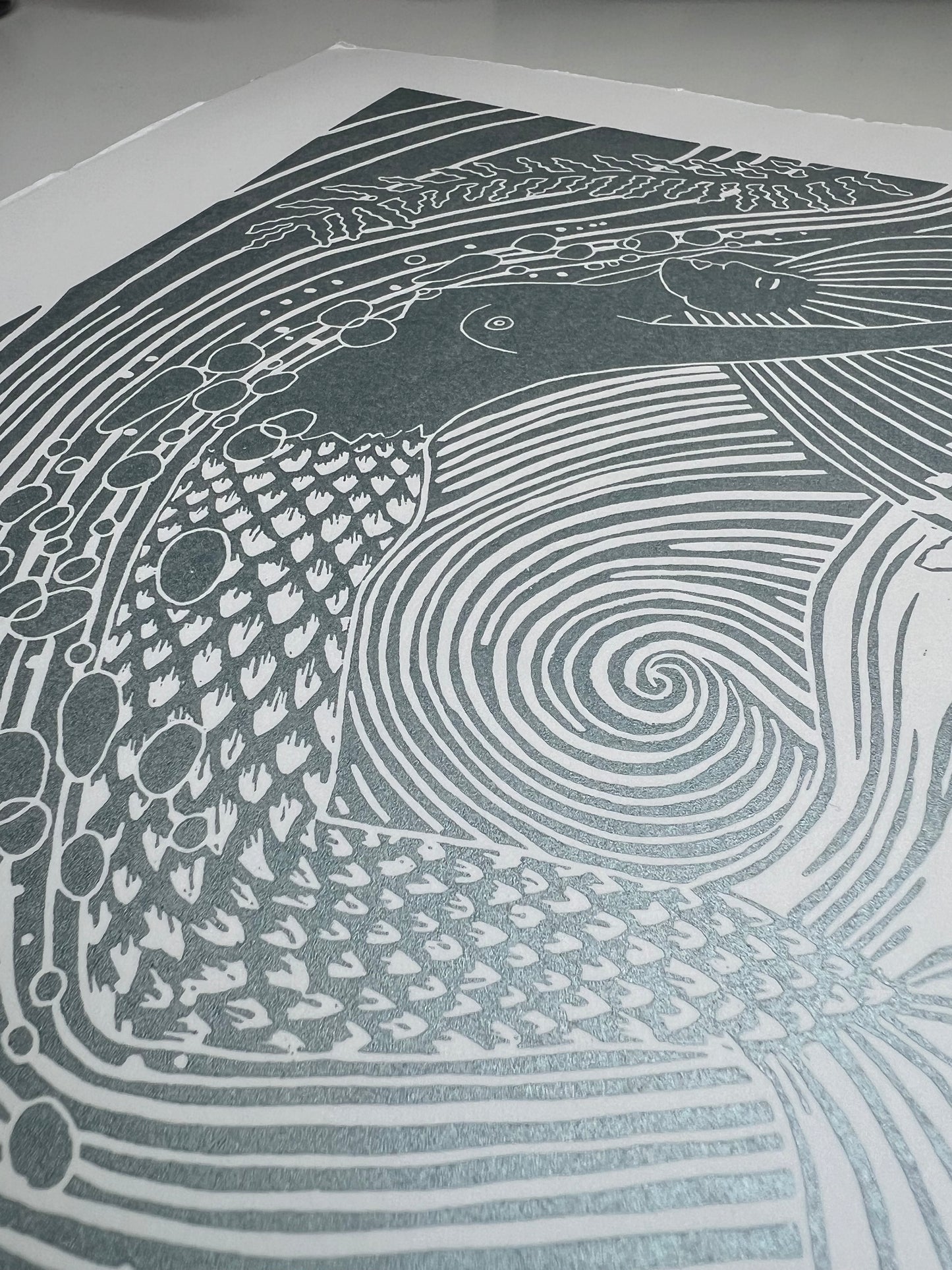 Deep Dive: A Mermaid's Tale Original Lino Print