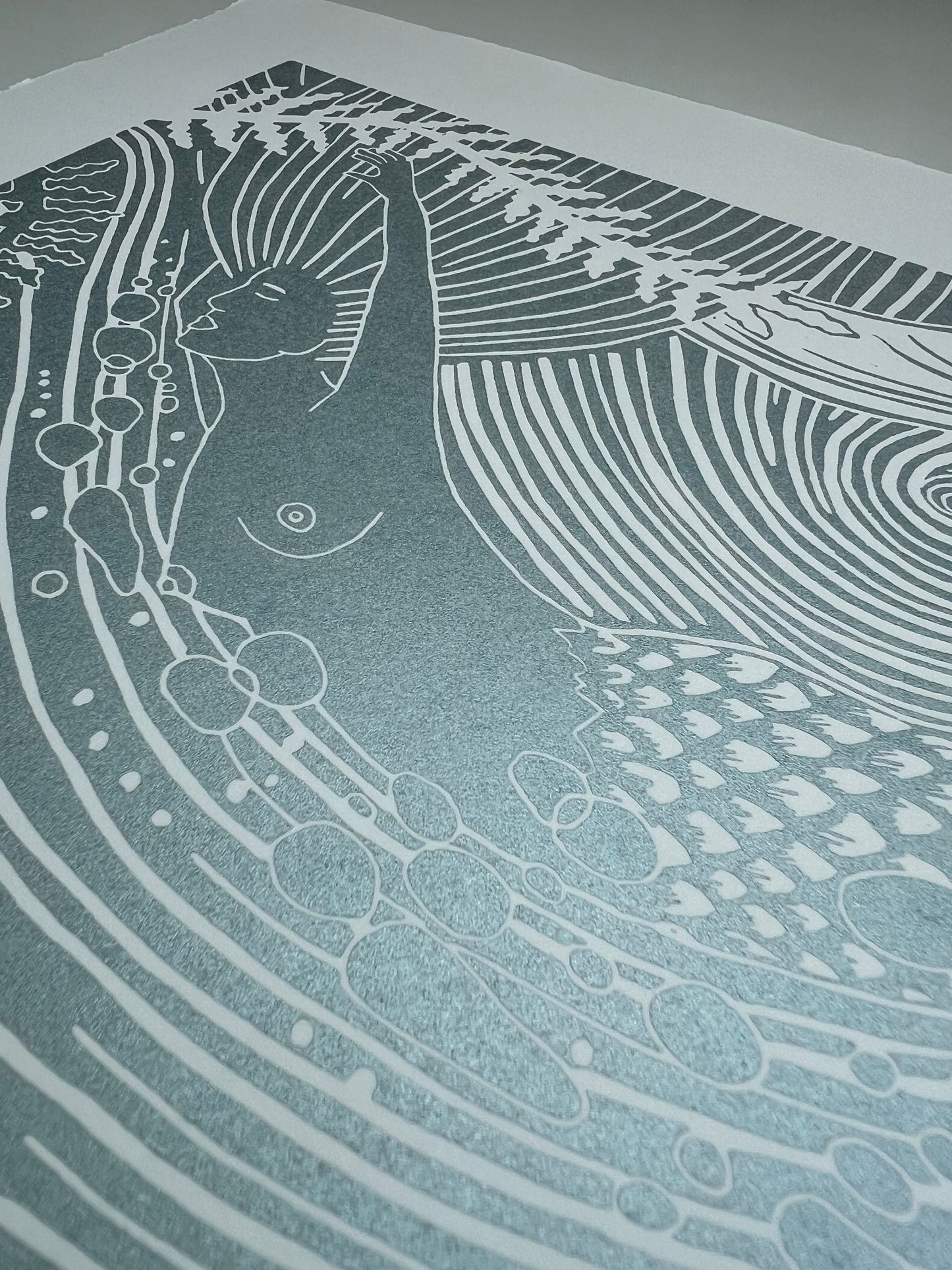 Deep Dive: A Mermaid's Tale Original Lino Print