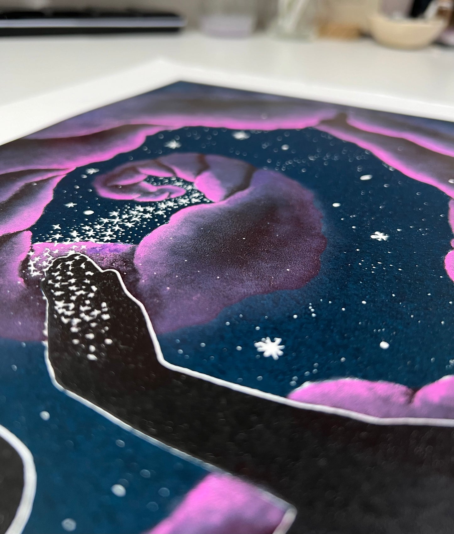 Framed We're All Made Of Stardust Limited Edition Original Lino Print