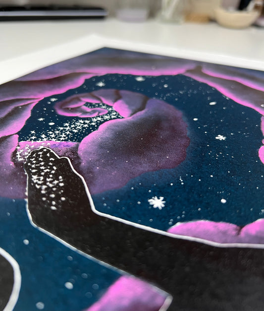 We're All Made Of Stardust Limited Edition Original Lino Print