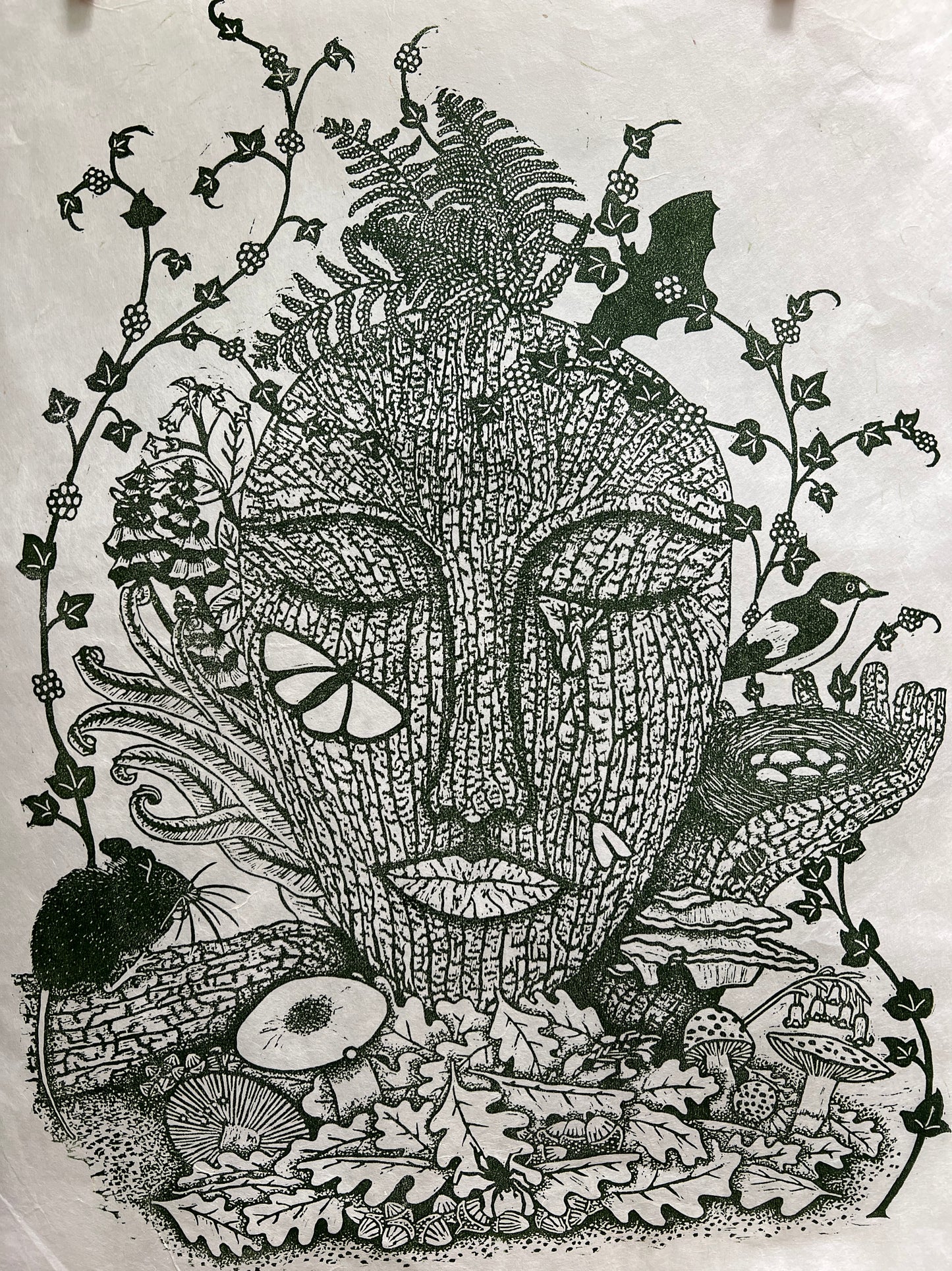 The Ancient Woodland Is My Home Original Linoprint