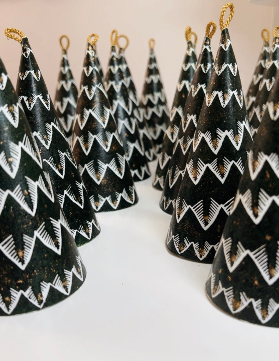 Forest Green Linoprint Trees