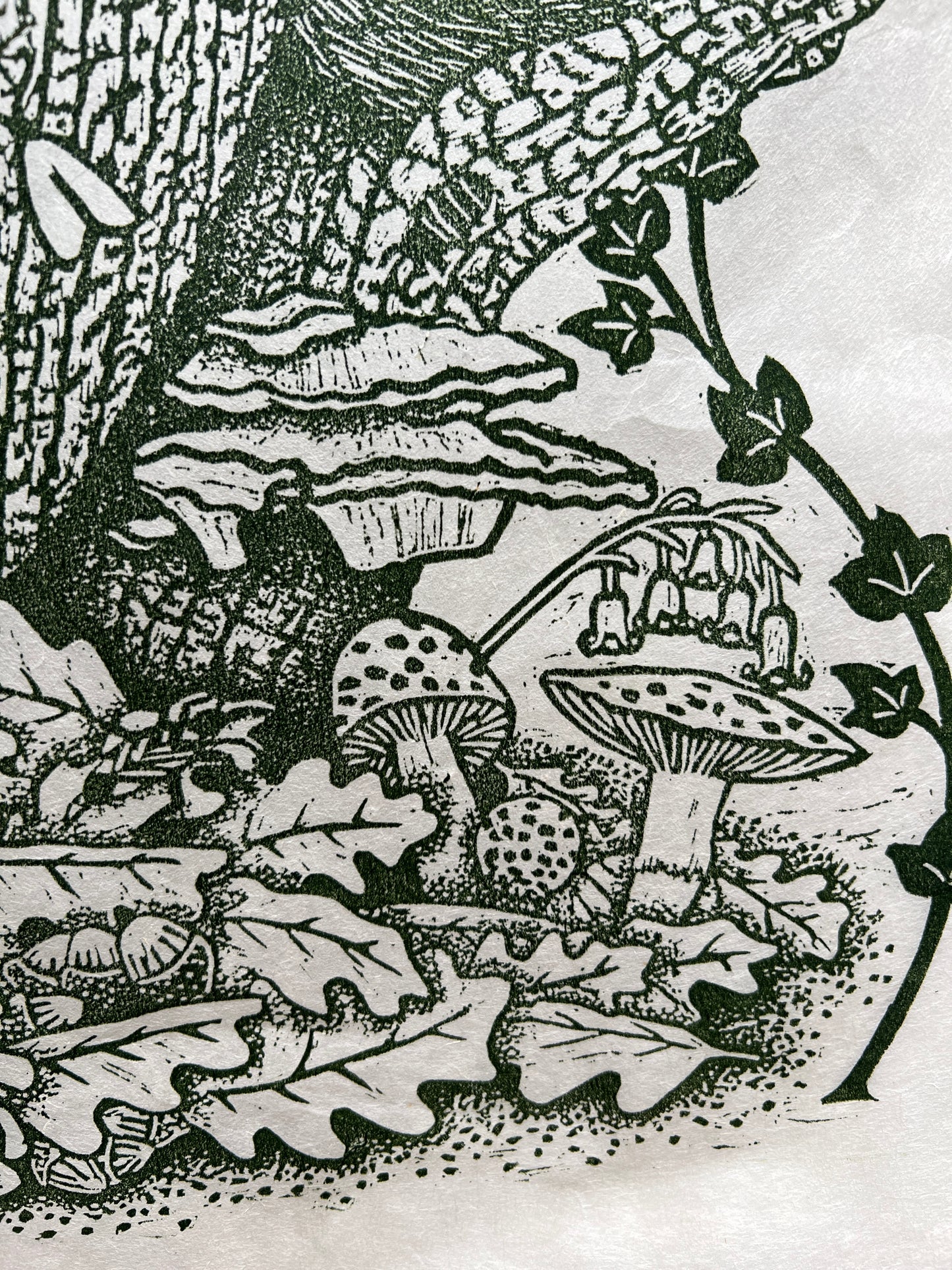 Framed The Ancient Woodland Is My Home Original Lino Print