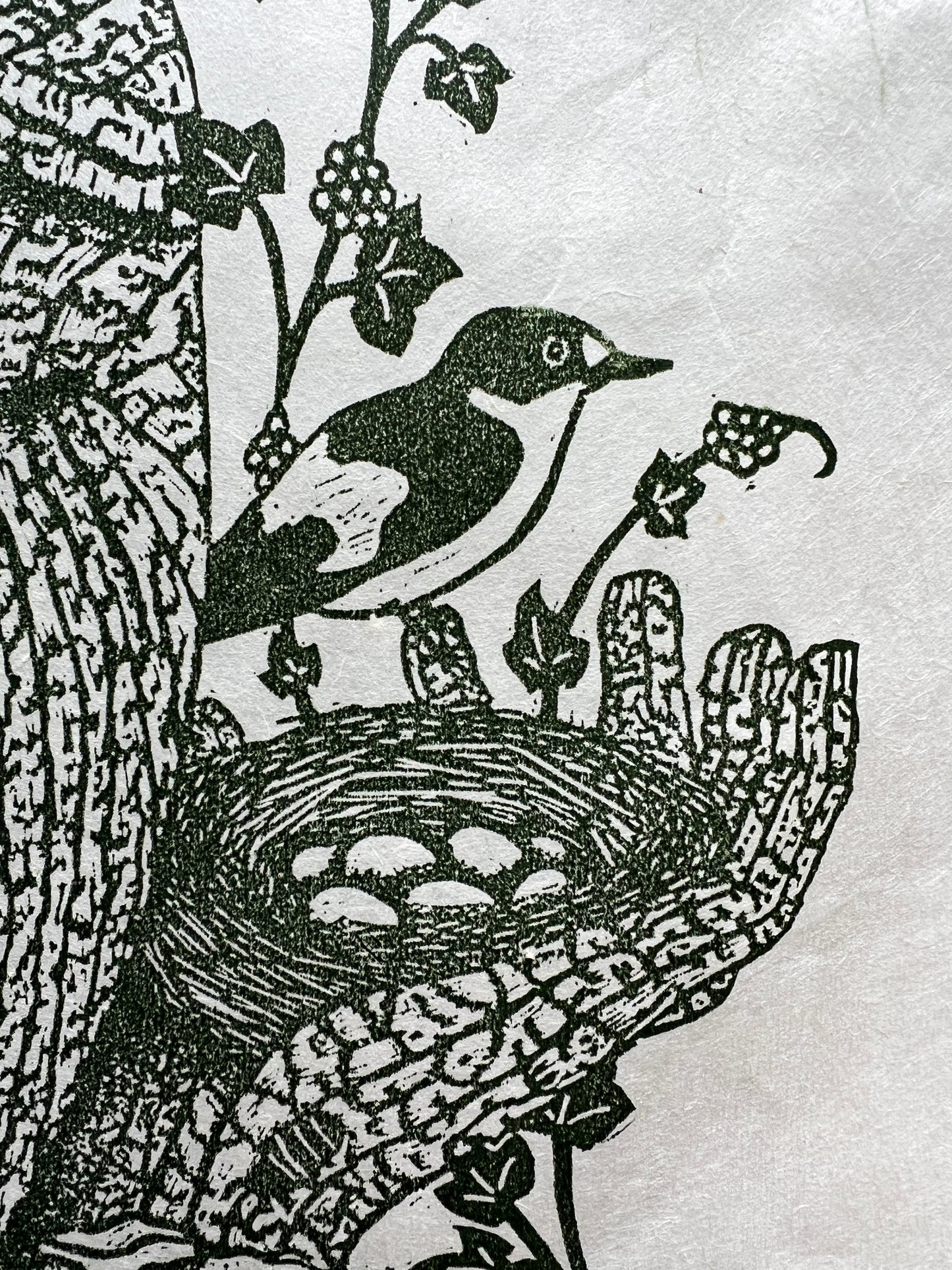 Framed The Ancient Woodland Is My Home Original Lino Print