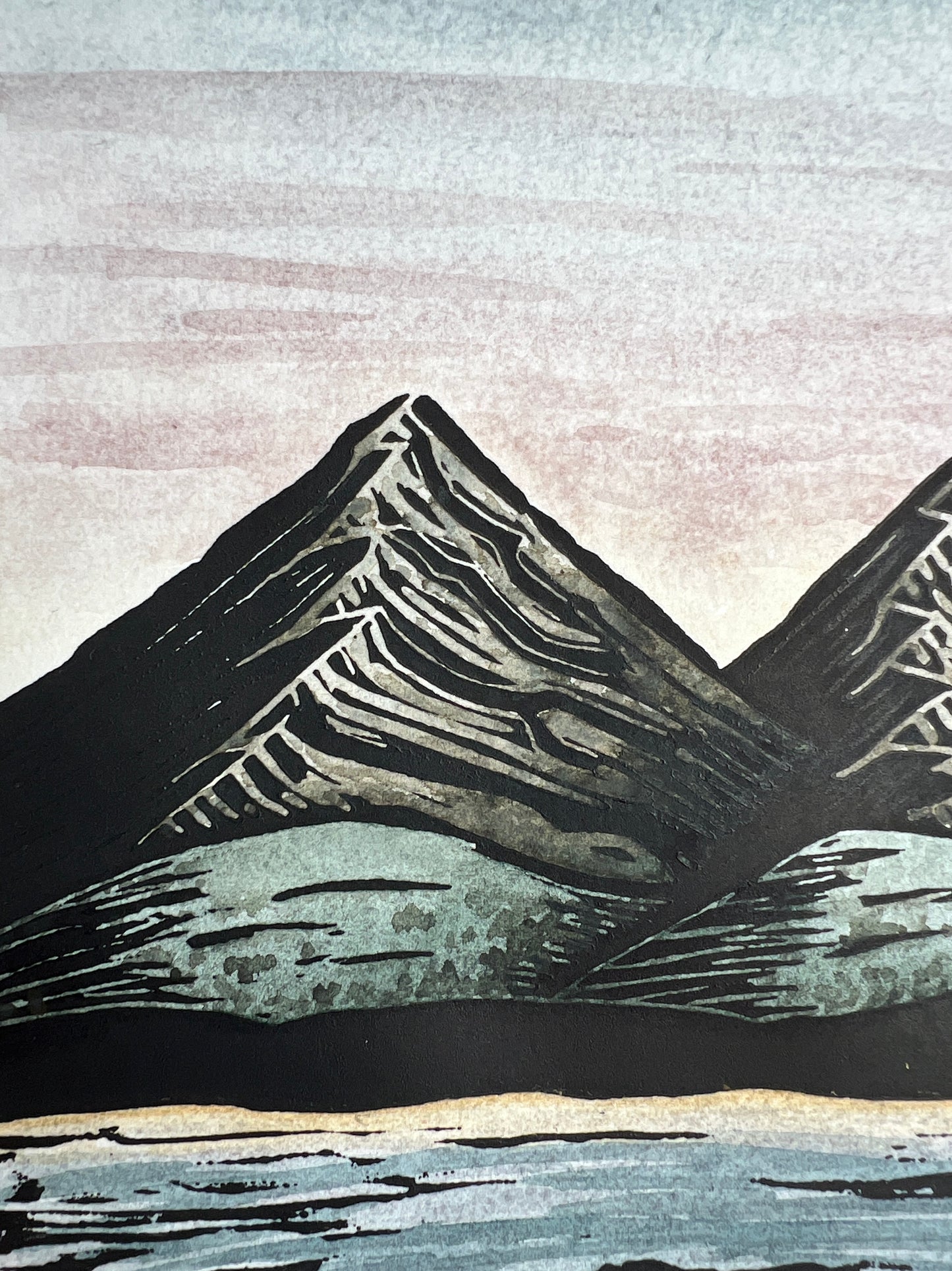 Balm For The Soul Original Lino Print & Watercolour